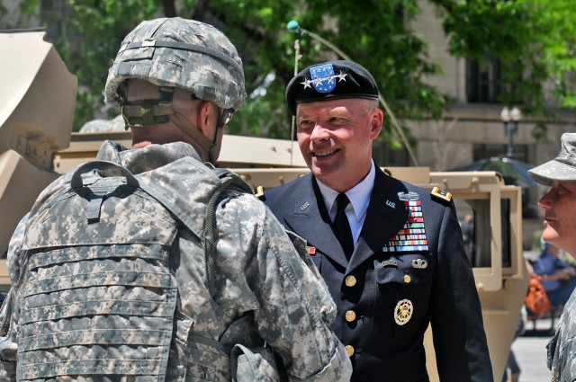 TRADOC Commander meets with Soldiers during 239th birthday of U.S. Army