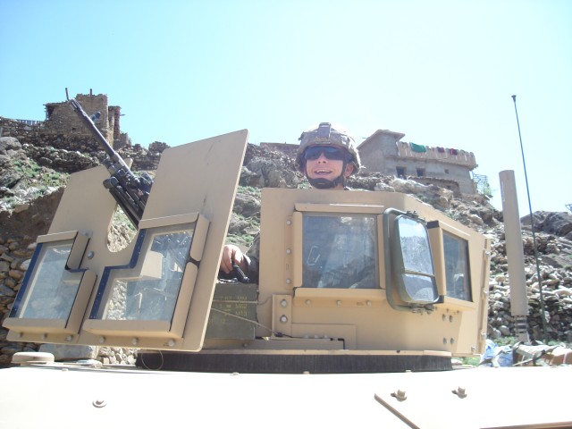 Cpl. Pruitt Rainey mans the turret