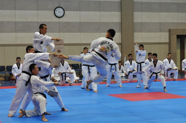 Soldiers kick it at Taekwondo camp