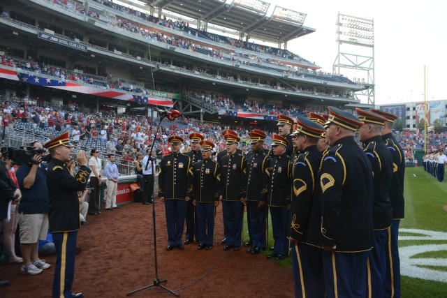 Old Guard Soldiers Recognized during Washington Nationals Army Day celebration