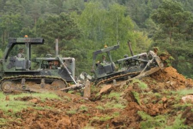 Bulldozers in action