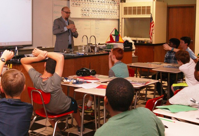 District structural engineer visits STEM summer camp to talk about bridges