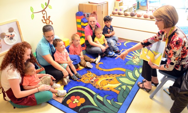 Jeanne Chandler reads to USAG Ansbach children