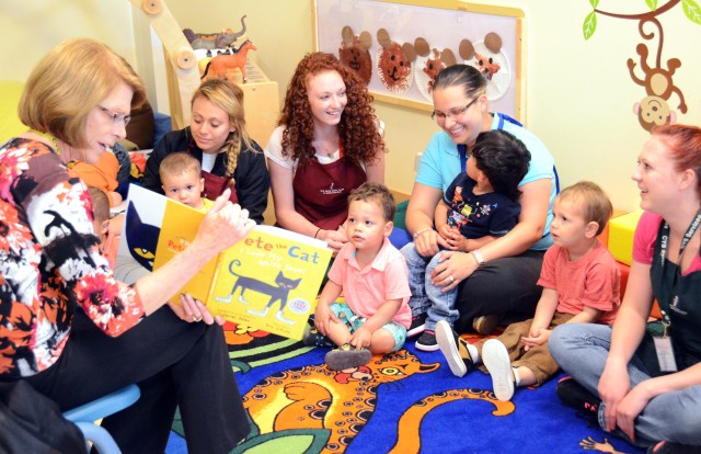 Jeanne Chandler reads to USAG Ansbach children