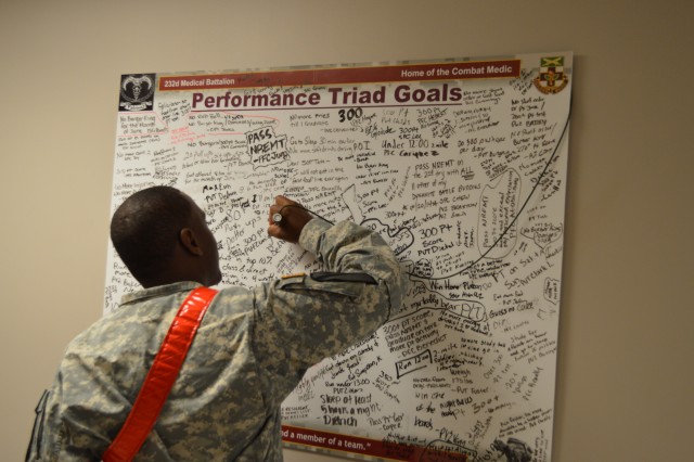 Foxtrot Company, 232d Medical Battalion Implements Performance Triad Goals Board