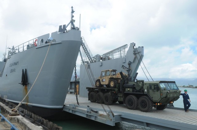 Army watercraft support 3rd Marines during RIMPAC 2014