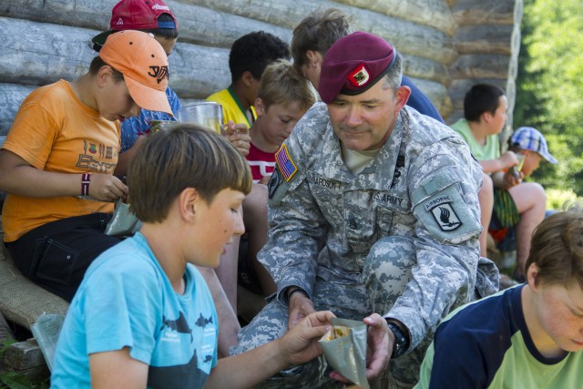 Paratroopers visit Latvian summer camp