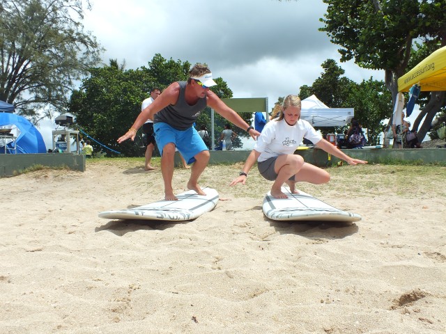 Wounded warriors surf with celebrities