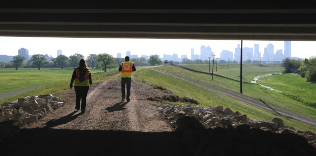 Corps of Engineers inspectors walk the Dallas levee system