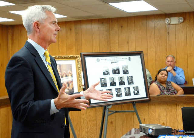 Retired Lt. Gen. Scott Black speaks at Fort Irwin