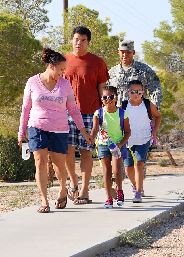 CPT Jason King and family walk to Lewis Elementary School