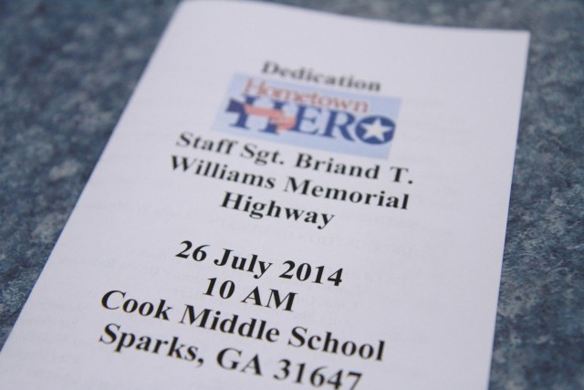 Staff Sgt. Briand T. Williams Memorial Highway dedication
