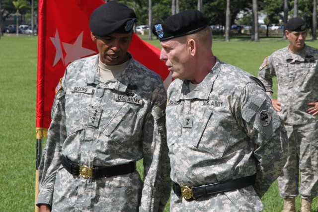 Gen. Brooks and Maj. Gen. Mathews discuss