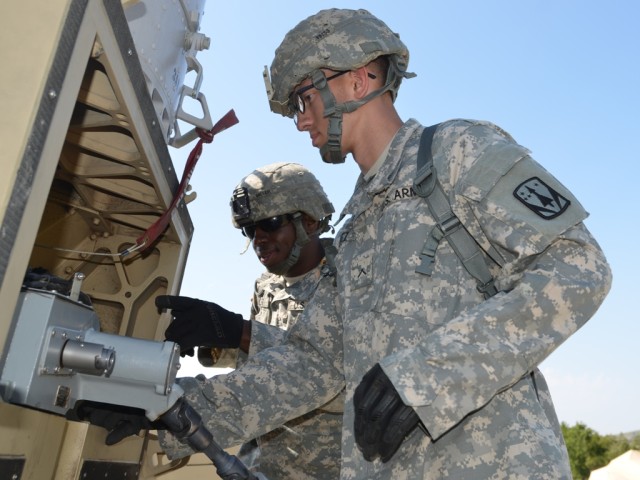 5-5 ADA Soldiers perform their daily PMCS on the LPWS