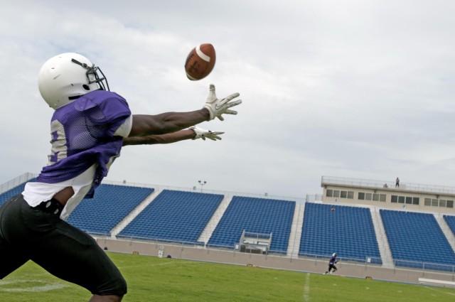 The Tarelton State University footbal team comes to Fort Hood for weeklong Army-style training camp