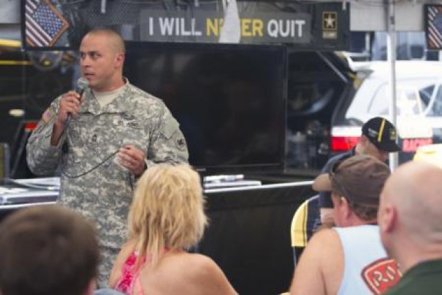 Soldier-Hero speaks to future Soldiers at North Carolina NHRA event