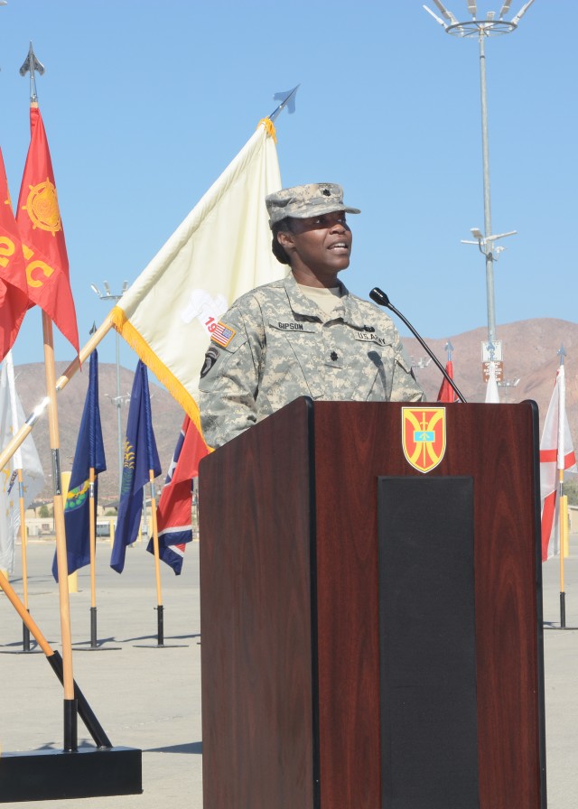 1916th Support Battalion Commander Lt. Col. Marshanna Gipson speaks