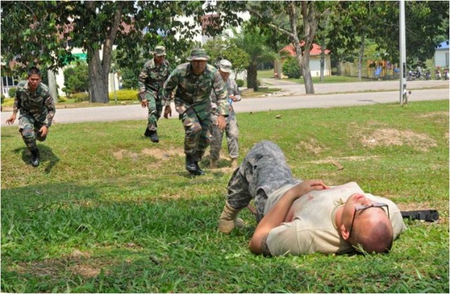 Simulated casualty under fire