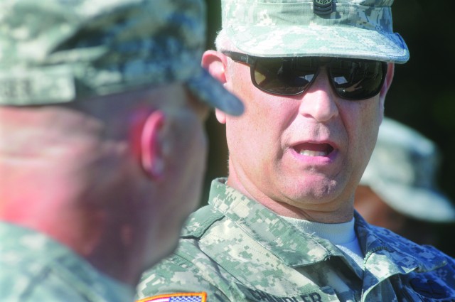 SMA Chandler talks with an NCO