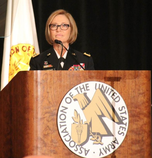Lt. Gen. Patricia Horoho addresses the audience at the Association of the United States Army medical symposium