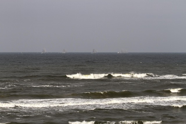 173rd Airborne and Lithuanian Iron Wolves live-fire artillery over the Baltic Sea