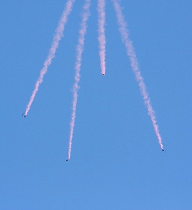 Republic of Korea and U.S. Special Forces conduct a free-fall demonstration at the 2014 RoK Ground Forces Festival, Gyeryong Korea Oct. 3, 2014