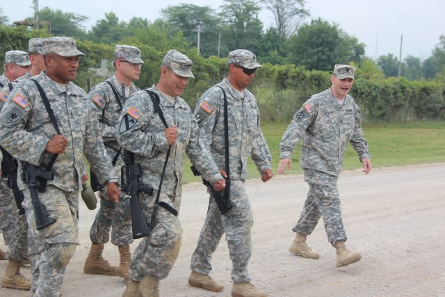 Command Sergeant Major Earl Rocca Marches Soldiers