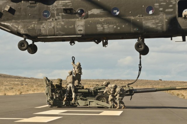Arrowhead howitzers, crews take to the sky at Yakima