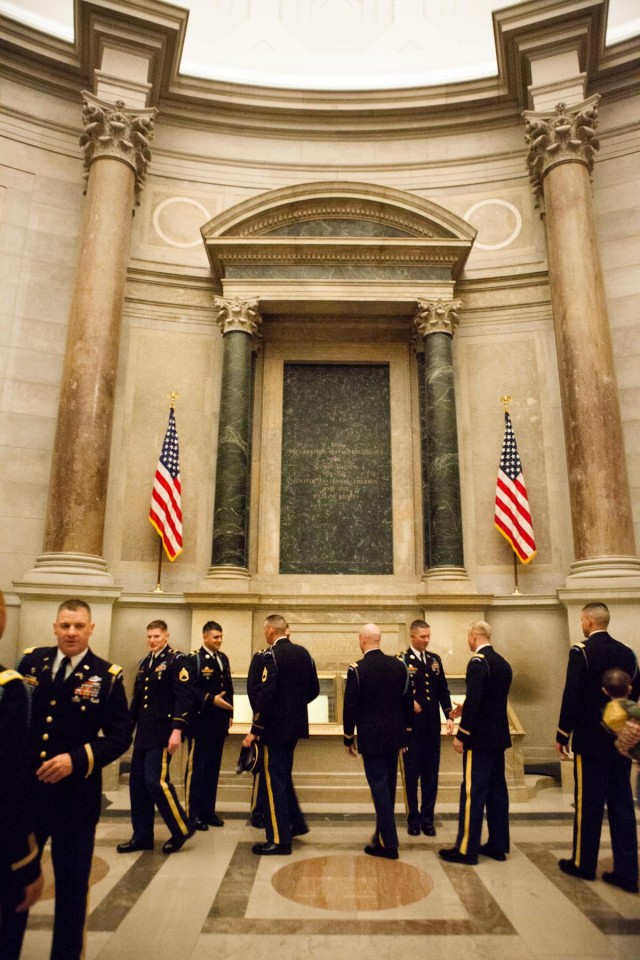 D Company reenlistments take place in front of Constitution
