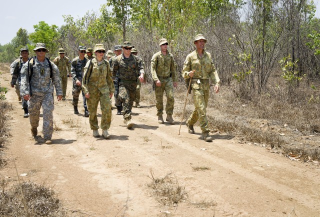 Marching in the bushland of Australia