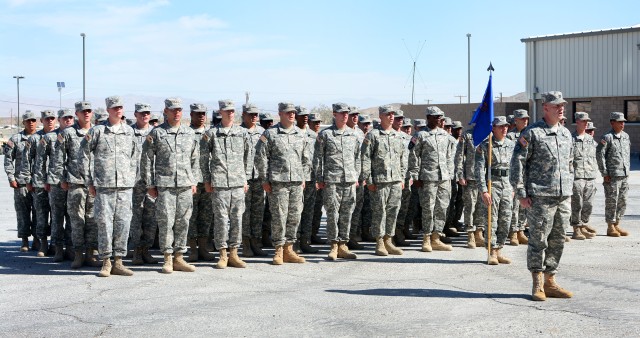 B Company, 229th Aviation Regiment, stand in formation