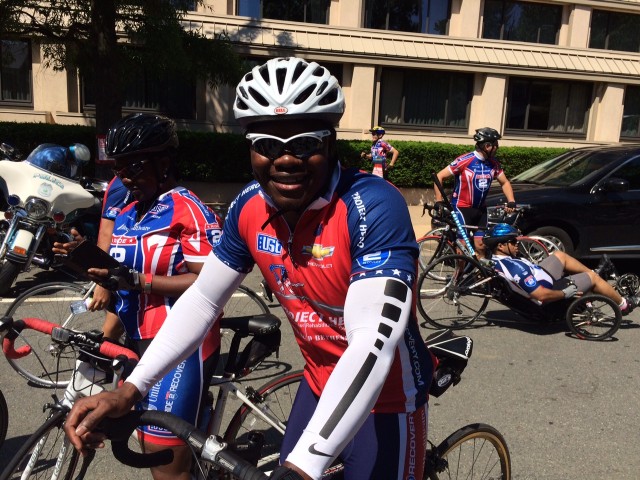 Isaac Francois competes in cycling event 