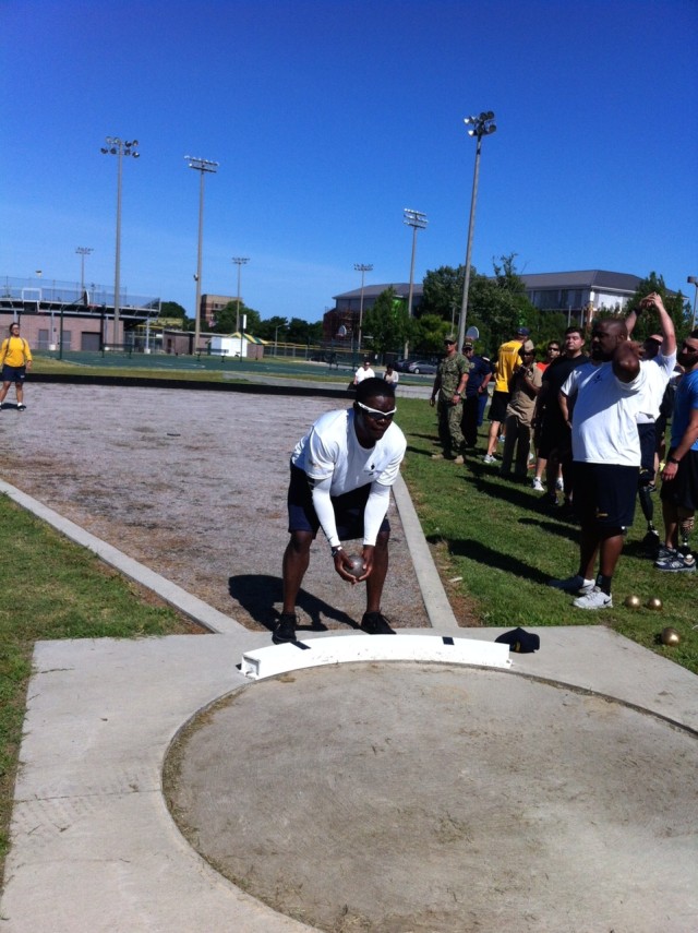 Isaac Francois competes in the shot put and discus event