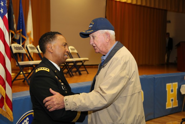 Via visits with hometown veterans