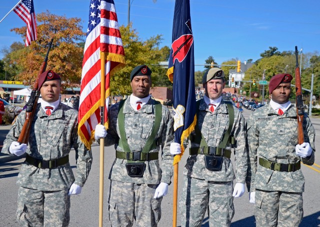 USASOC Color Guard line up for Veteran's Day parade