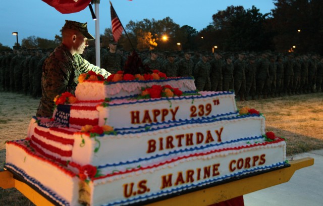 Lee Marines mark 239th birthday with cake cutting, warrior dinner