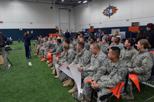 'Broncos Huddle' Soldiers, Airmen attend show