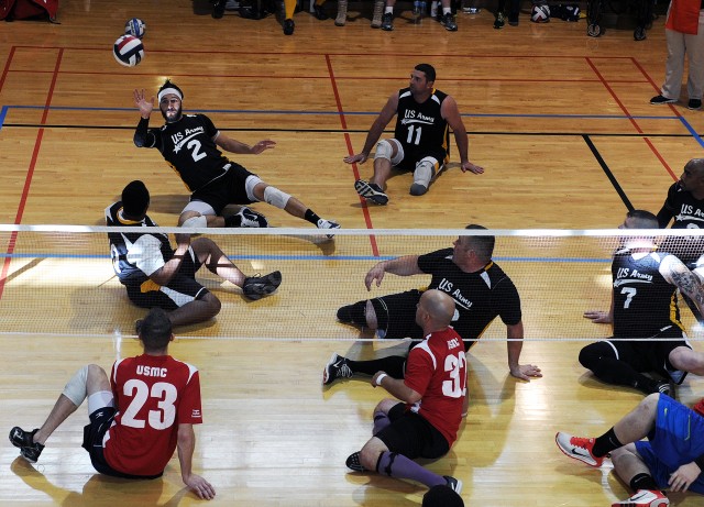 Army, Marine Corps Battle for 1st in Sitting Volleyball Tournament