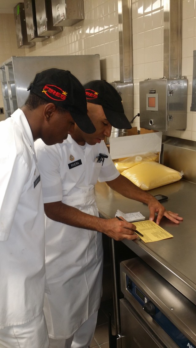 Spc. Rivera in the dining facility