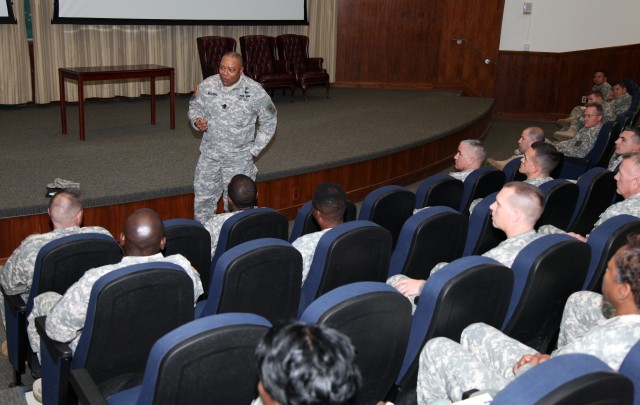 Army's senior warrant talks way-ahead during 'Home of Sustainment' visit