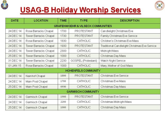 USAG Bavaria Holiday Worship Services