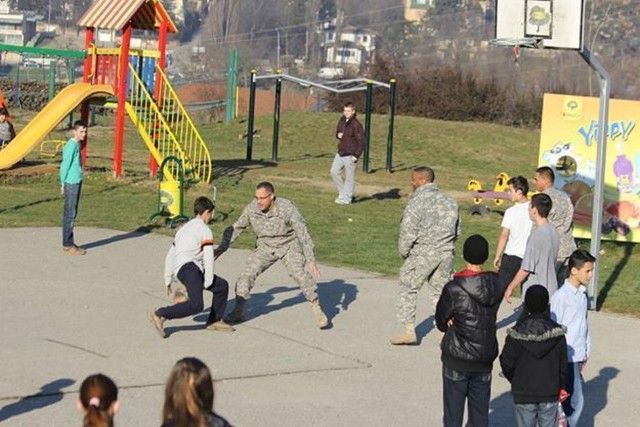 Soldiers celebrate Christmas at a Kosovo orphanage