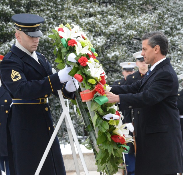 President of the United Mexican States lays wreath in Arlington
