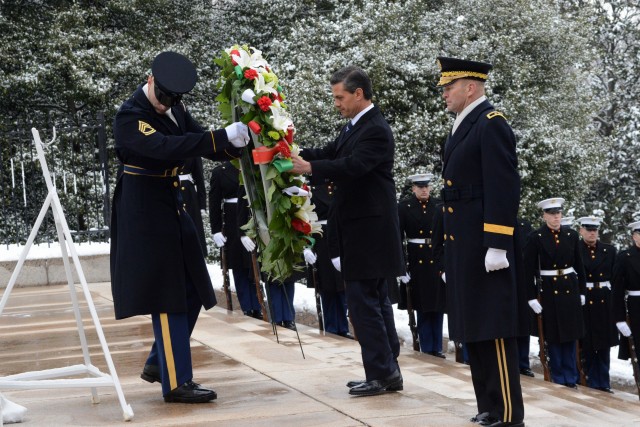 President of the United Mexican States lays wreath in Arlington