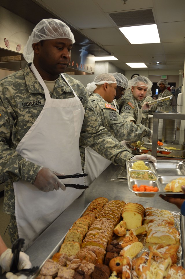 Recruiters serve food