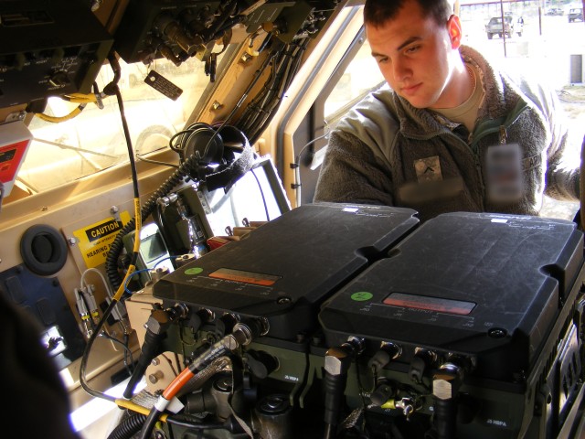 A Soldier operates the MNVR at a recent test at the Army's Electronic Proving Ground.