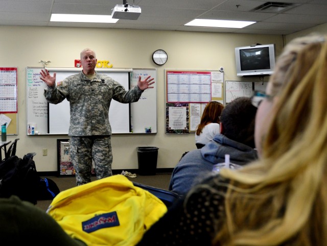 Col. Compton visit with Tombstone High School JROTC Cadets