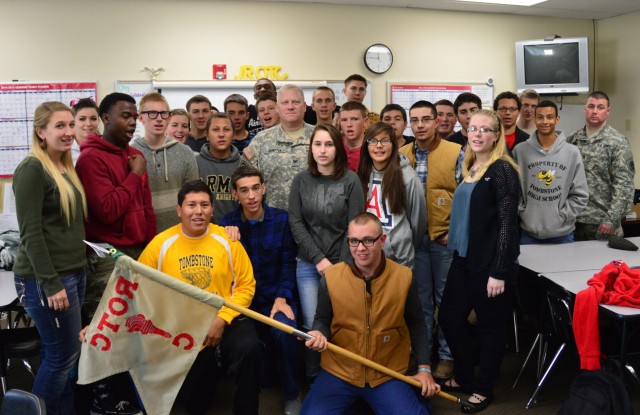 Col. Compton visit with Tombstone High School JROTC Cadets