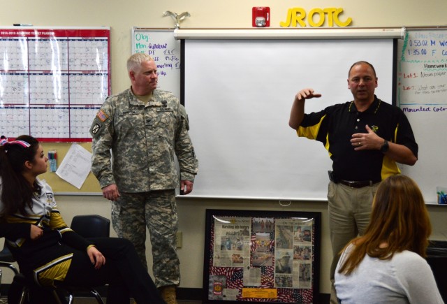 Col. Compton visit with Tombstone High School JROTC Cadets