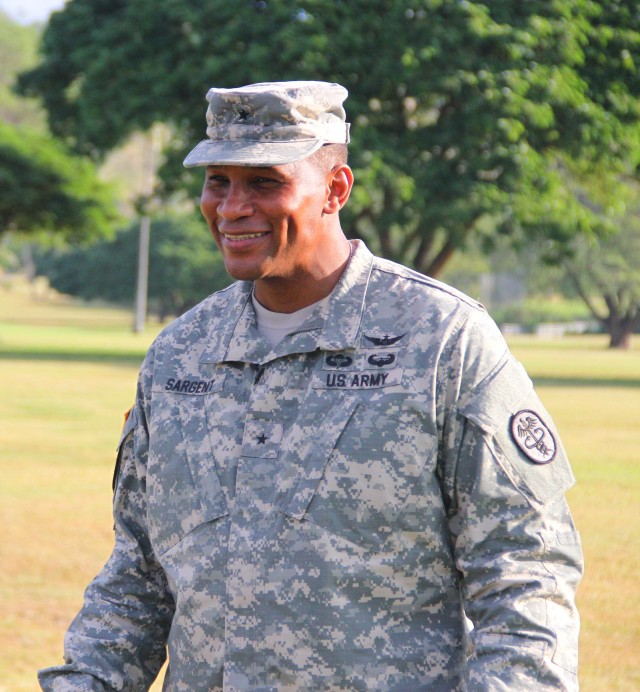Brig. Gen. Patrick Sargent speaks with Defense Media Activity during an interview